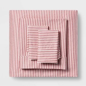 Queen 400 Thread count Red Stripe Threshold Sheets